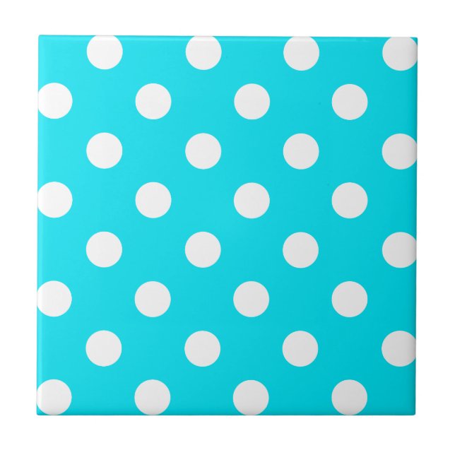 Polka dots cyan hex code 00E3F4 Fliese (Vorderseite)