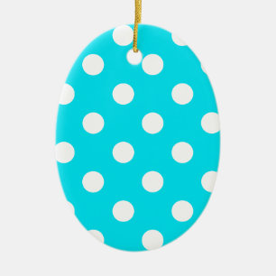 Polka dots cyan hex code 00E3F4 Keramik Ornament