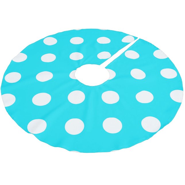 Polka dots cyan hex code #00E3F4  Polyester Weihnachtsbaumdecke (Schrägansicht)