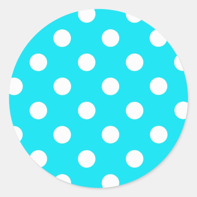 Polka dots cyan hex code 00E3F4 Runder Aufkleber (Vorderseite)