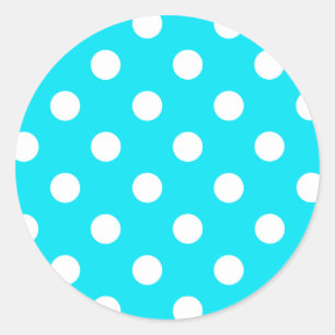 Polka dots cyan hex code 00E3F4 Runder Aufkleber