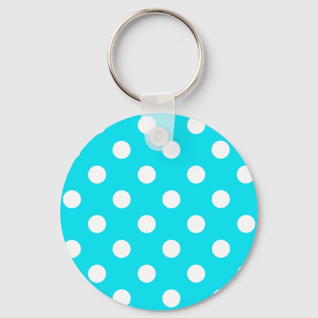 Polka dots cyan hex code 00E3F4 Schlüsselanhänger (Vorderseite)