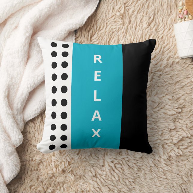 Polka dots entspannen schwarzen Azurblau Kissen (Decke)