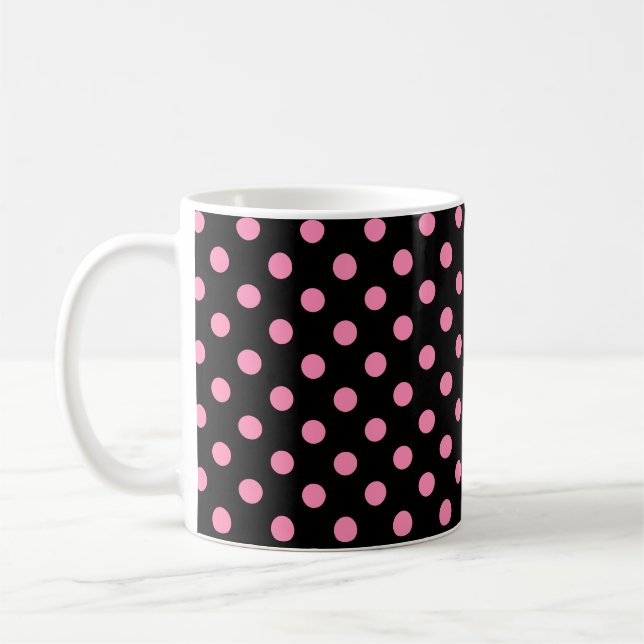 Polka Dots - Farbe auf schwarzem Hintergrund Kaffeetasse (Links)