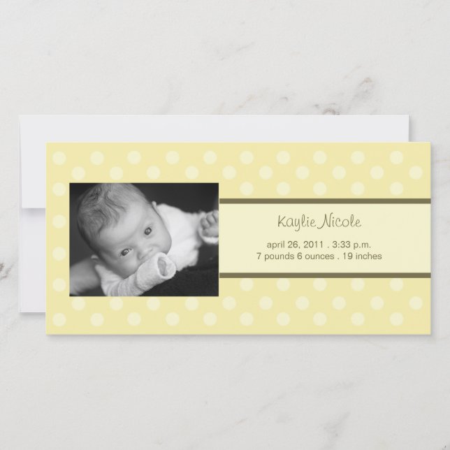 Polka Dots Foto Card Geburtsankündigung Ankündigung (Vorderseite)