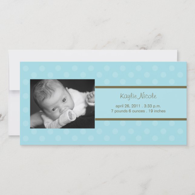 Polka Dots Foto Card Geburtsankündigung Ankündigung (Vorderseite)