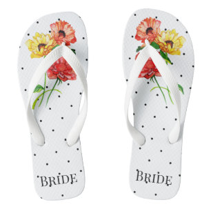 Polka Dots Gelbe und Rote Blume Flip Flops