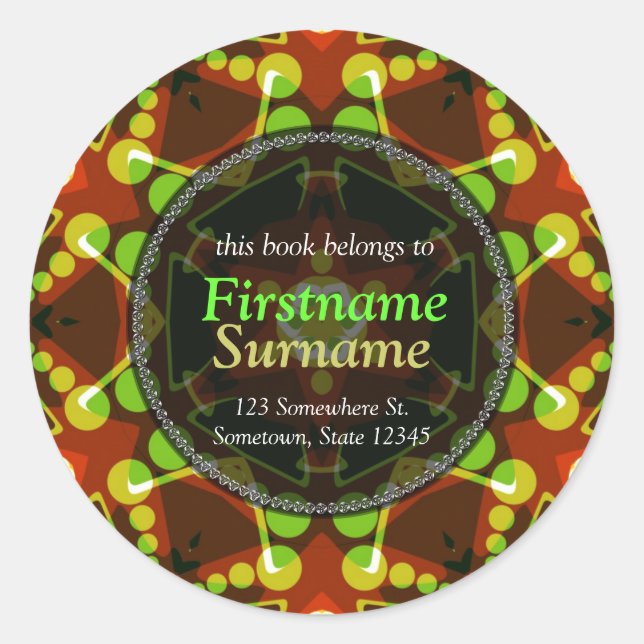 Polka Dots Geometric Star Buchzeichen Sticker (Vorderseite)