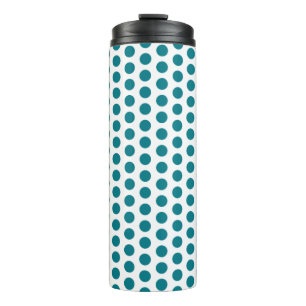 Polka Dots Gittermuster weiß + Ihr Backgr. Thermosbecher