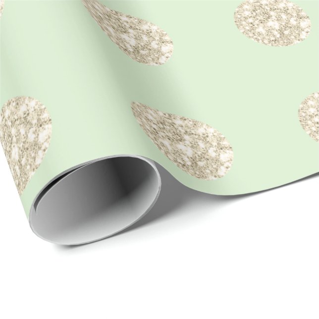 Polka Dots Glitzer Funkelnd Mint Grüne Pastel Elfe Geschenkpapier (Rolleneckpunkt)