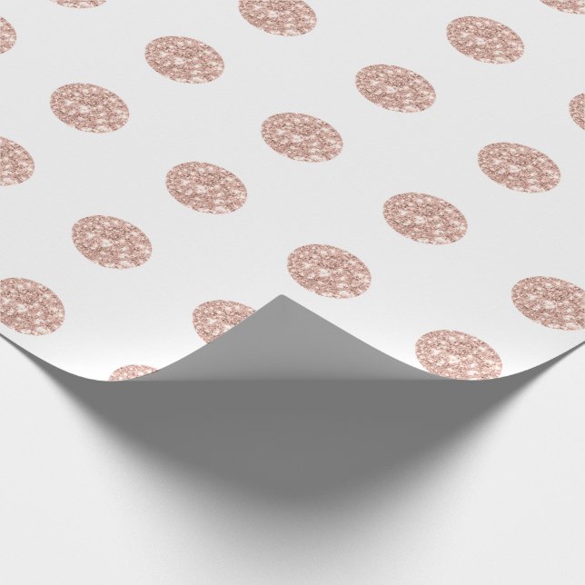 Polka Dots Glitzer White Spark Gold Bridal Wedding Geschenkpapier (Ecke)