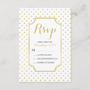 Polka-Dots Gold Foil Carte RSVP de mariage moderne