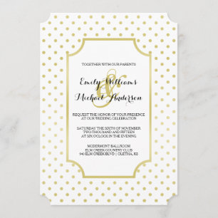 Polka-Dots Gold Foil Faire-part de mariage moderne