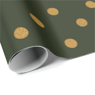 Polka Dots Gold Green Cali Woodland Salvia Geschenkpapier