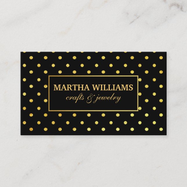 Polka Dots Gold und Black Label Visitenkarte (Vorderseite)