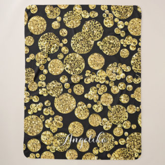 Polka Dots Gold und Schwarz Personalisierter Name Sherpadecke