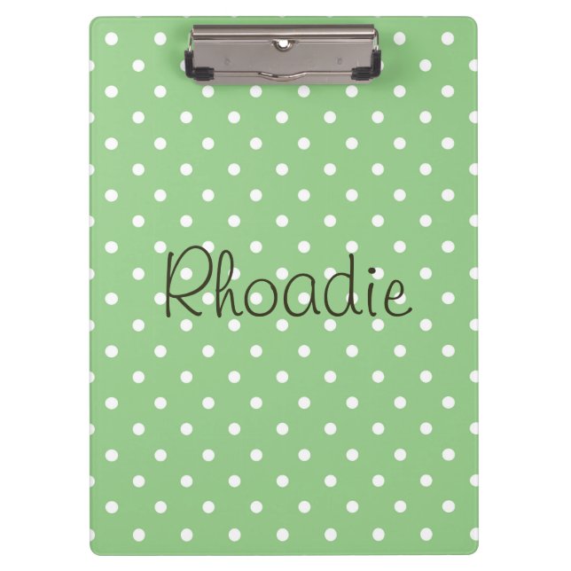 Polka Dots Green und White Klemmbrett (Vorderseite)