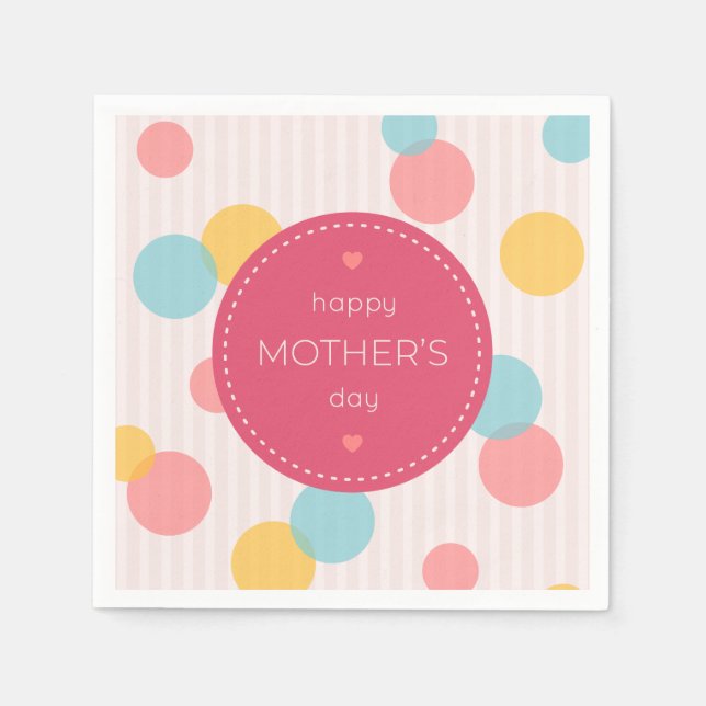 Polka Dots Happy Mother Day | Napkin Serviette (Vorderseite)