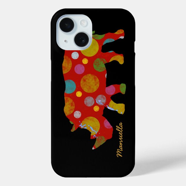 Polka Dots Happy Rhino Case-Mate iPhone Hülle (Rückseite)