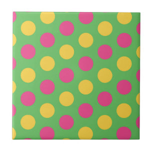 Polka Dots in kalkgrün, heiß rosa und gelb Fliese