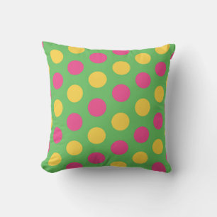 Polka Dots in kalkgrün, heiß rosa und gelb Kissen