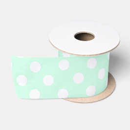 polka dots in pastel mint green satinband