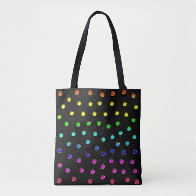 Polka Dots in Rainbow-besessenen Metallic Design Tasche (Vorderseite)