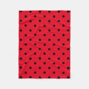 Polka Dots in Rot und Schwarz Fleecedecke
