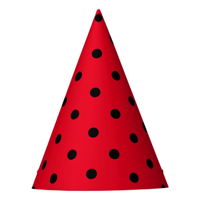 Polka Dots in Rot und Schwarz Partyhütchen (Vorderseite)