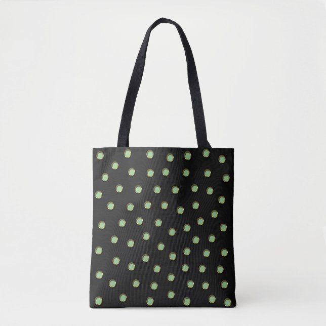 Polka Dots in Sage-besocktes metallisches Design L Tasche (Vorderseite)