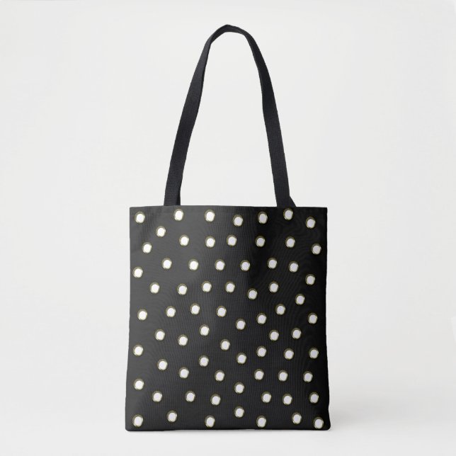 Polka Dots in weißem Metalldesign-Look Tasche (Vorderseite)