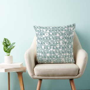 Polka Dots & Initials Pattern light teal Kissen