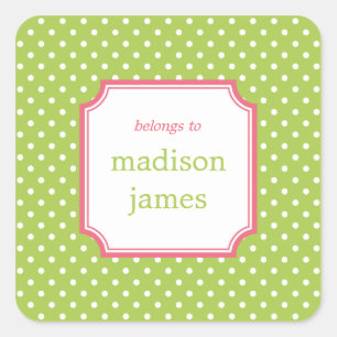 Polka Dots Labels oder Geschenkkleber Quadratischer Aufkleber
