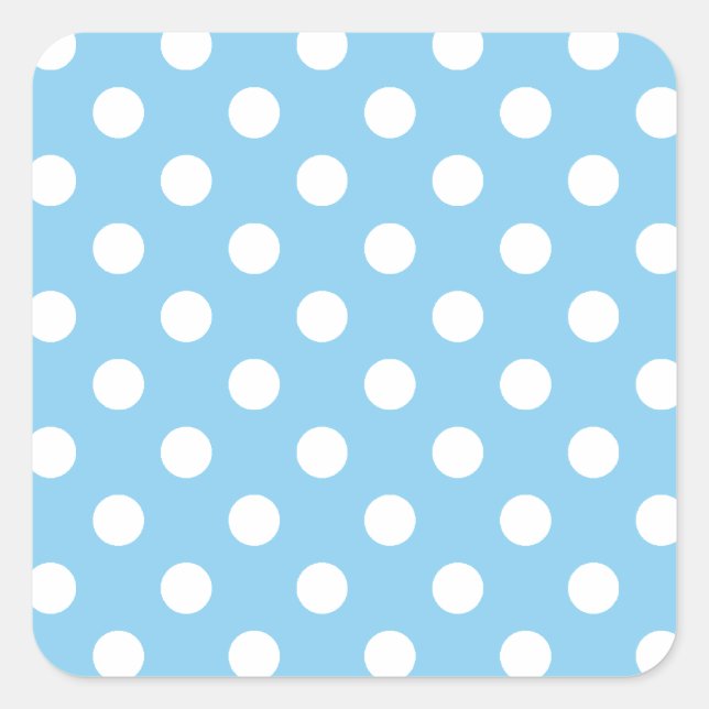 Polka Dots Large - White on Baby Blue Quadratischer Aufkleber (Vorderseite)