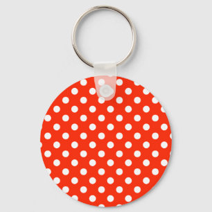 Polka Dots Large - White on Scarlet Schlüsselanhänger
