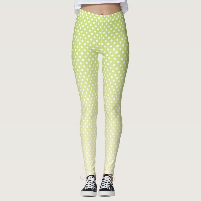 Polka Dots Lemon Grüne Leggings (Vorderseite)