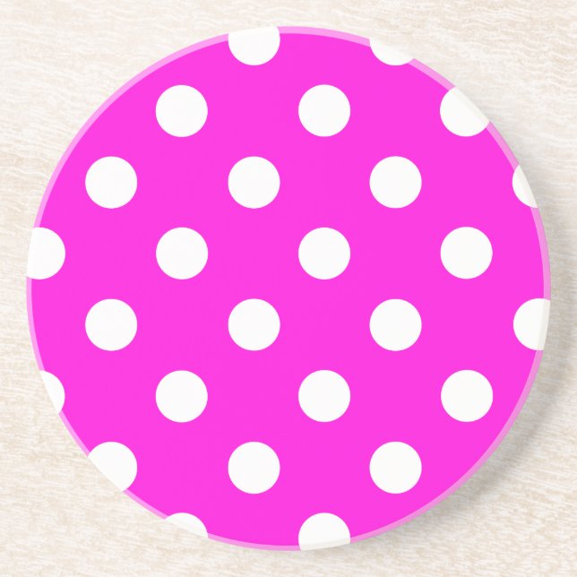Polka dots magenta #FF00DC Getränkeuntersetzer (Vorne)