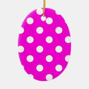 Polka dots magenta #FF00DC Keramik Ornament