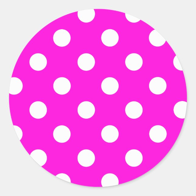 Polka dots magenta #FF00DC Runder Aufkleber (Vorderseite)