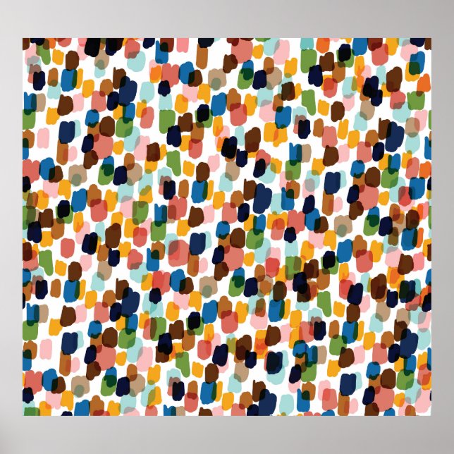 Polka Dots: mehrfarbige Handfarbe. Poster (Vorne)