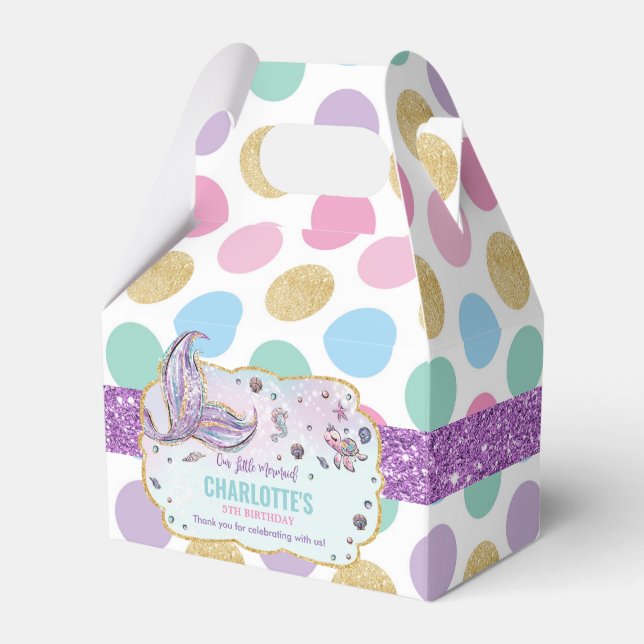Polka Dots Mermaid Birthday Baby Dusche Vielen Dan Geschenkschachtel (Vorderseite)