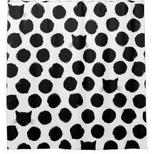 Polka Dots mit Katzengesichtern: Spielerisch Vinta Duschvorhang