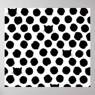 Polka Dots mit Katzengesichtern: Spielerisch Vinta Poster