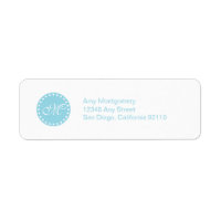 Polka Dots mit Monogramm-Etikett - aqua