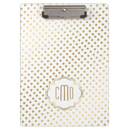 Polka-Dots-Muster in Gold über weißem Hintergrund Klemmbrett