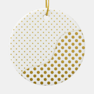 Polka Dots Muster in Gold und Weiß Keramikornament