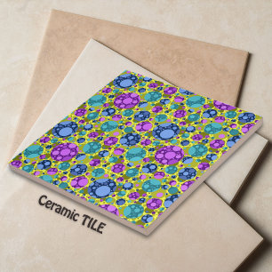 Polka Dots Muster in Rosa Blau Aquamarin - Fliese