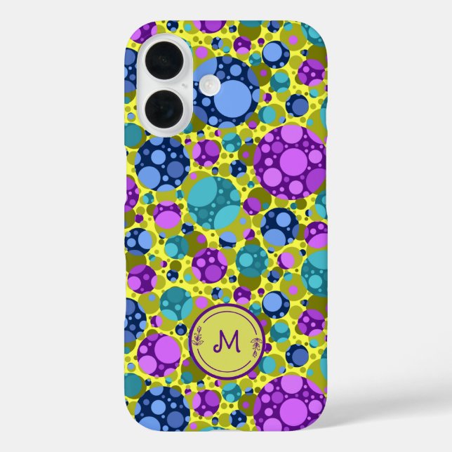 Polka Dots Muster in Rosa Blau Aquamarin - iPhone 16 Hülle (Rückseite)