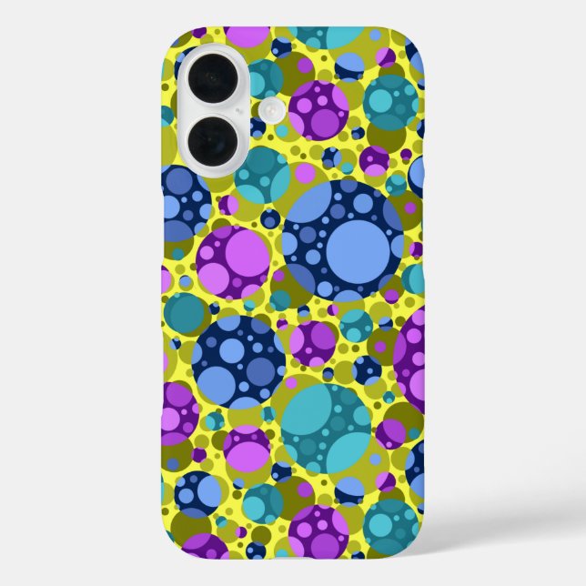 Polka Dots Muster in Rosa Blau Aquamarin - iPhone 16 Hülle (Rückseite)