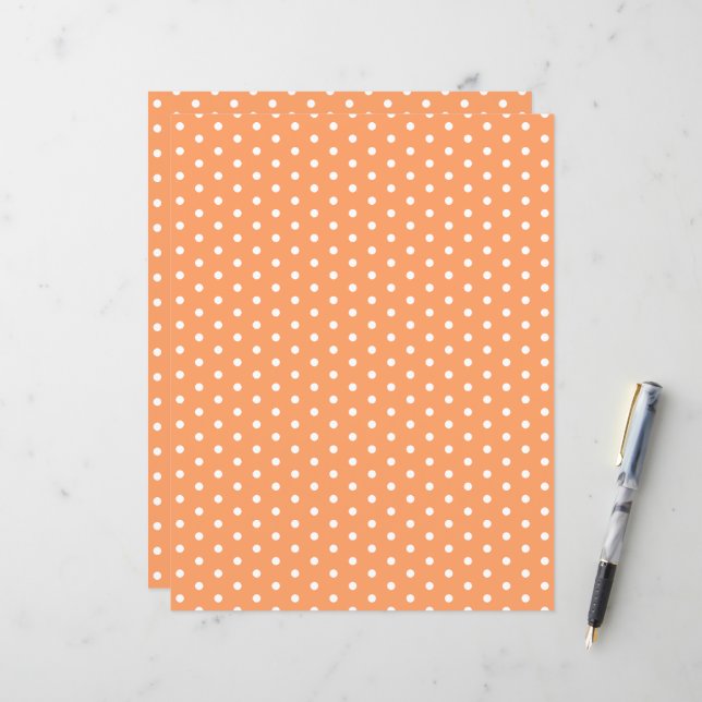Polka Dots Muster Pastel Orange Scrapbook Papier (Vorderseite/Rückseite Beispiel)